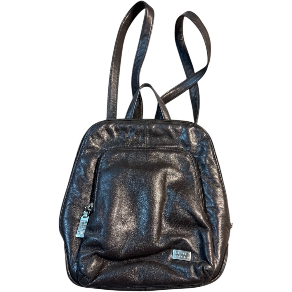 Pelle Studio Wilsons Leather‎ Small Backpack Dark Brown 10x9.5 Zip Pockets